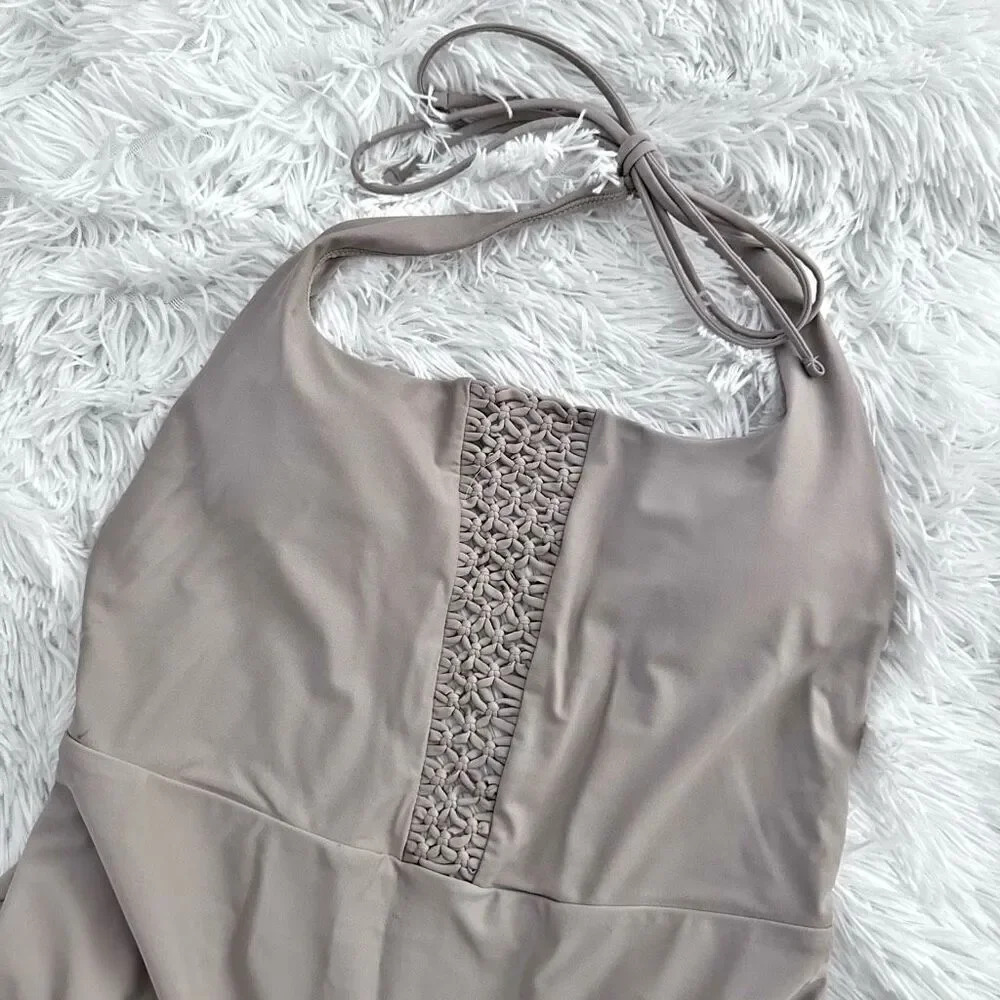 AMERICAN EAGLE x AERIE | Taupe Macrame Scoop One-Piece Swimsuit | Medium